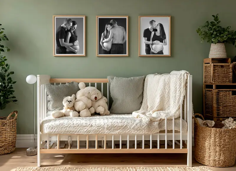 Chambre de bébé avec photo de grossesse